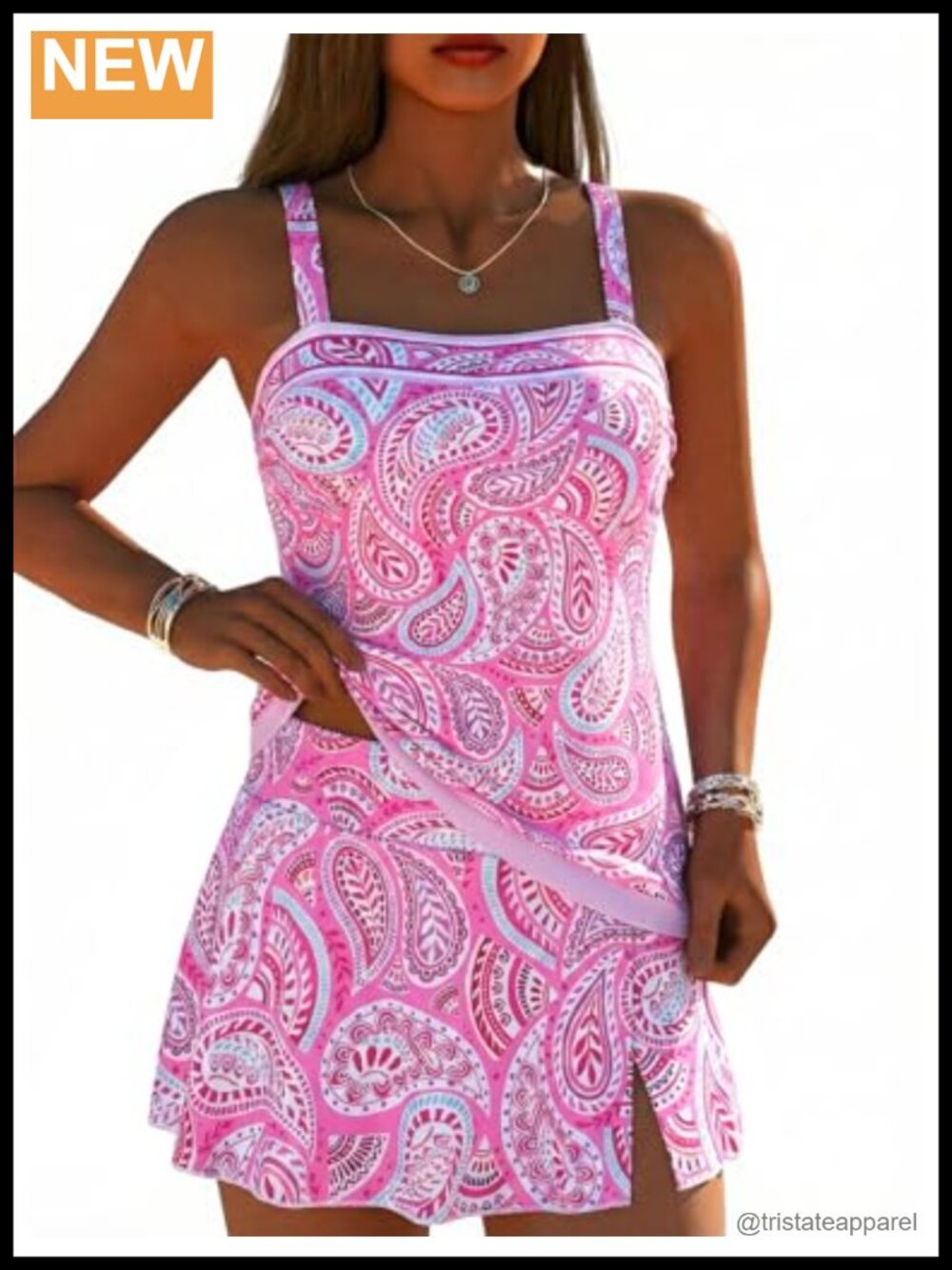 Hilor Women Tankini Swimsuits with Skirt Slimming Two Piece Swim Dress